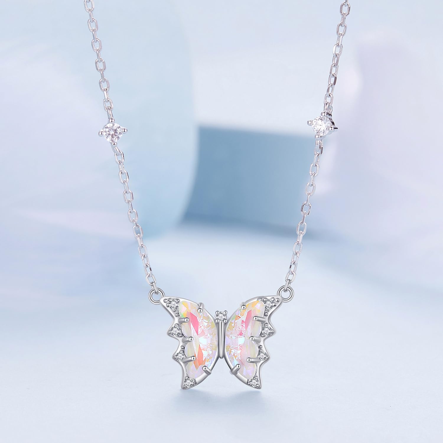 Collana con Ciondolo a Farfalla - Collana con Ciondolo Minimalista in Argento 925 per le Donne, Catena Regolabile