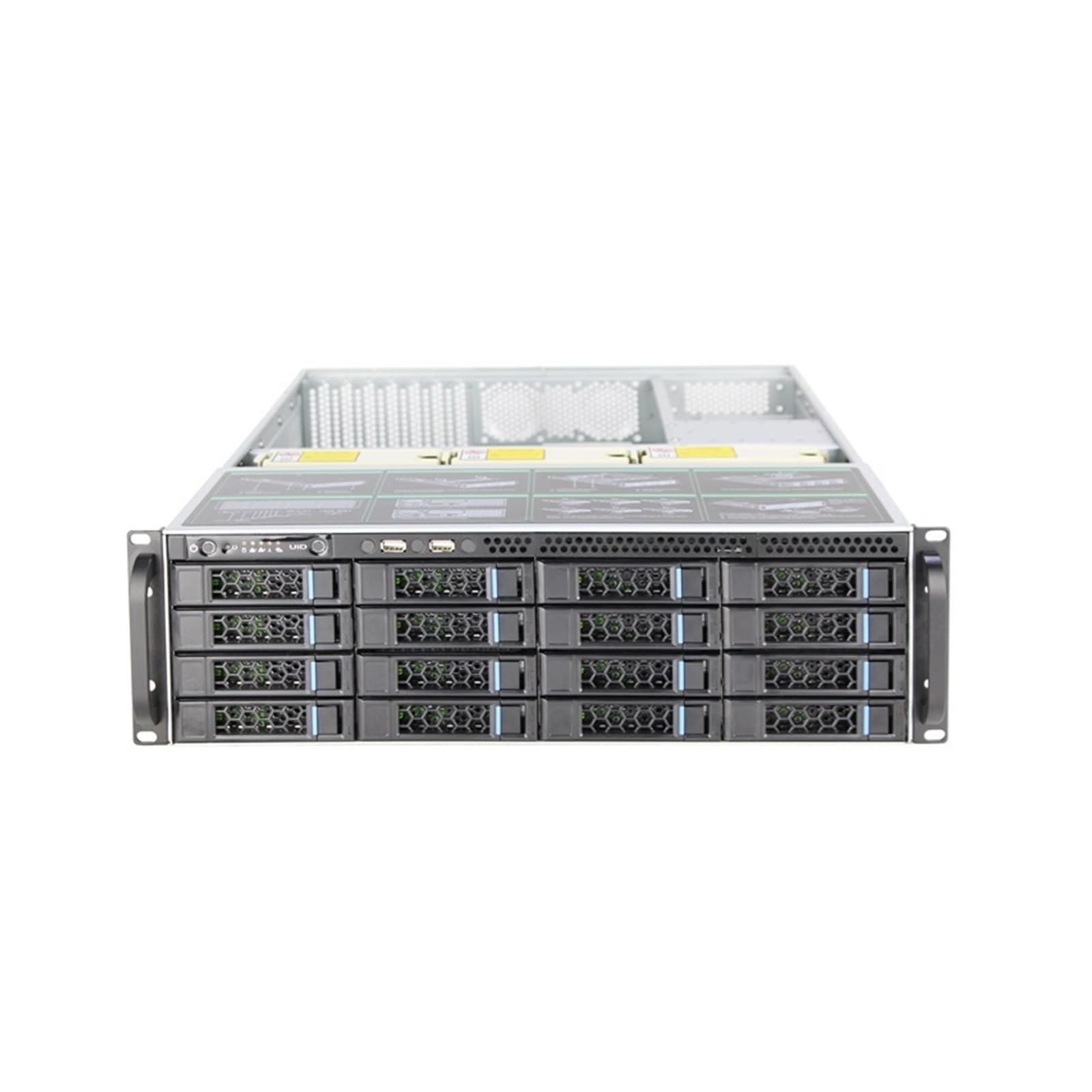 Stabilna ogromna pamięć masowa 16 wnęk 3U Hotswap Rack Case NVR NAS obudowa serwera L=560mm obsługuje maks. 12 * 10,5" płyta główna ATX opcja USB3.0(12GB Expander BP)