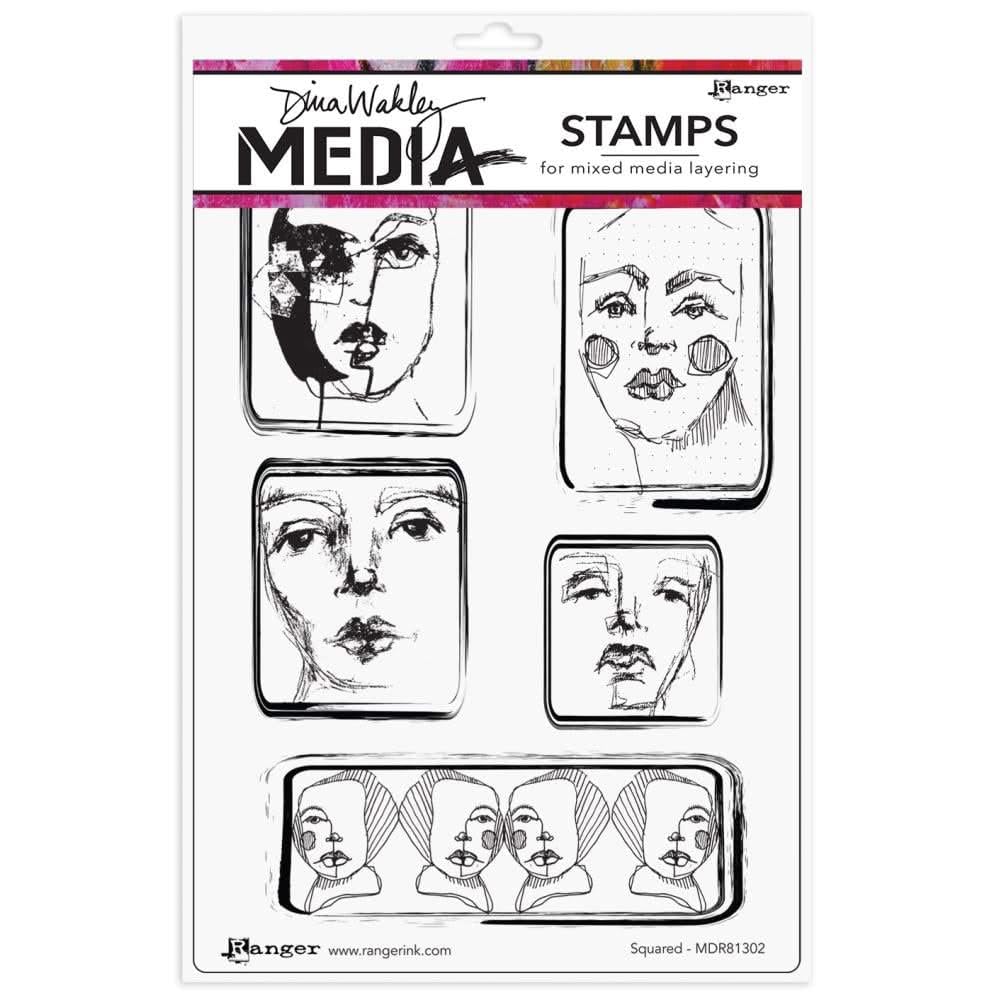 Dina Wakley Media Cling Stamps 6"X9"-Squared