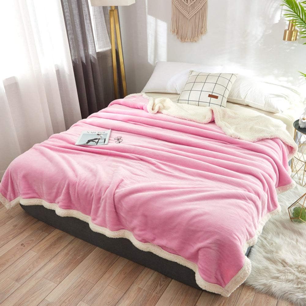 OW Blanket Double Flannel Home Blanket Plaid Single Double Siesta Quilt Comforter Bedding Linen Light Purple 200x230cm (Light Blue 180x200cm)