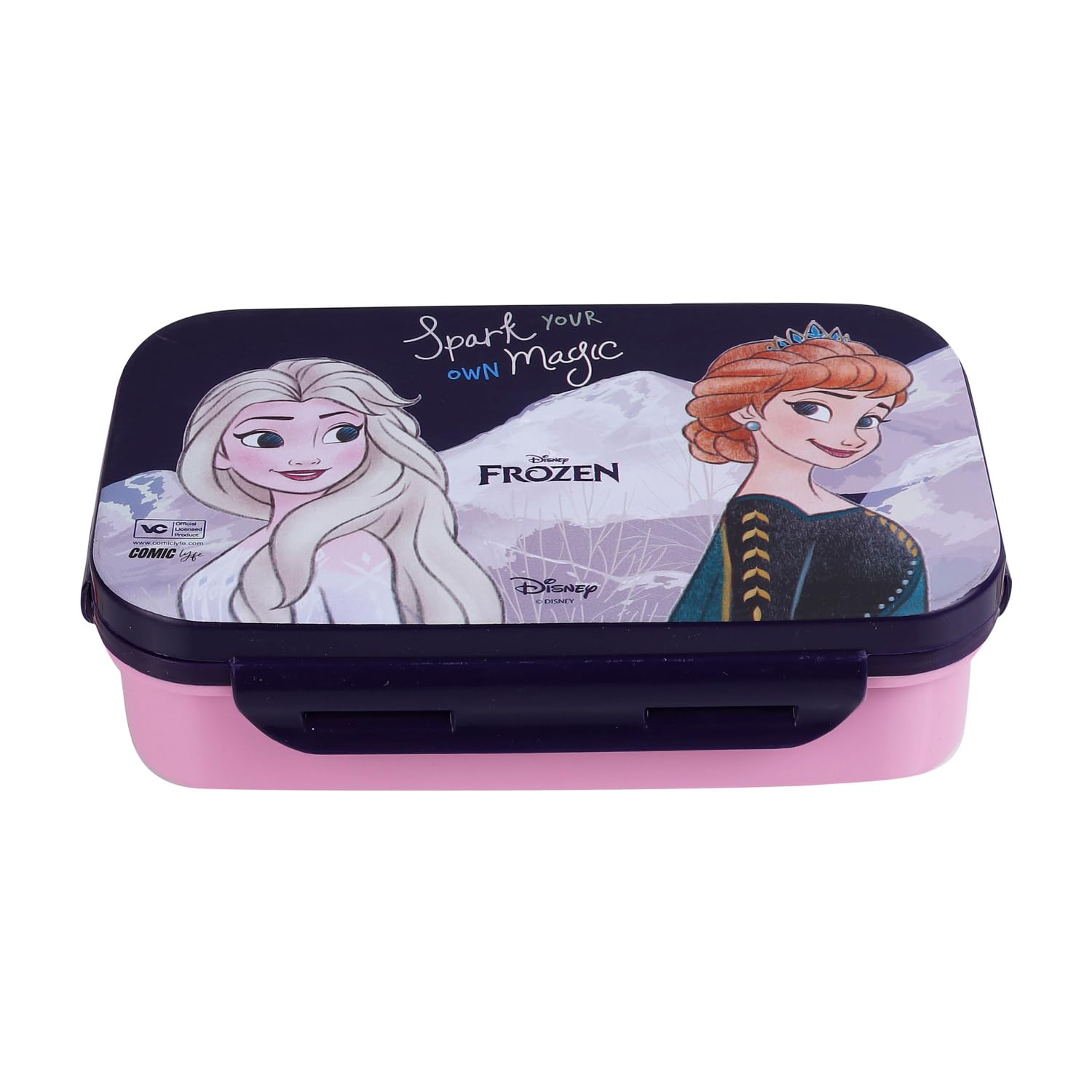 Disney Frozen Lunch Box for Kids Girls | Anna & Elsa Print | Stainless Steel Tiffin Box for School | Leak-Proof, BPA-Free Steel Tiffin Box for Kids (Purpule,Pink)-image-47