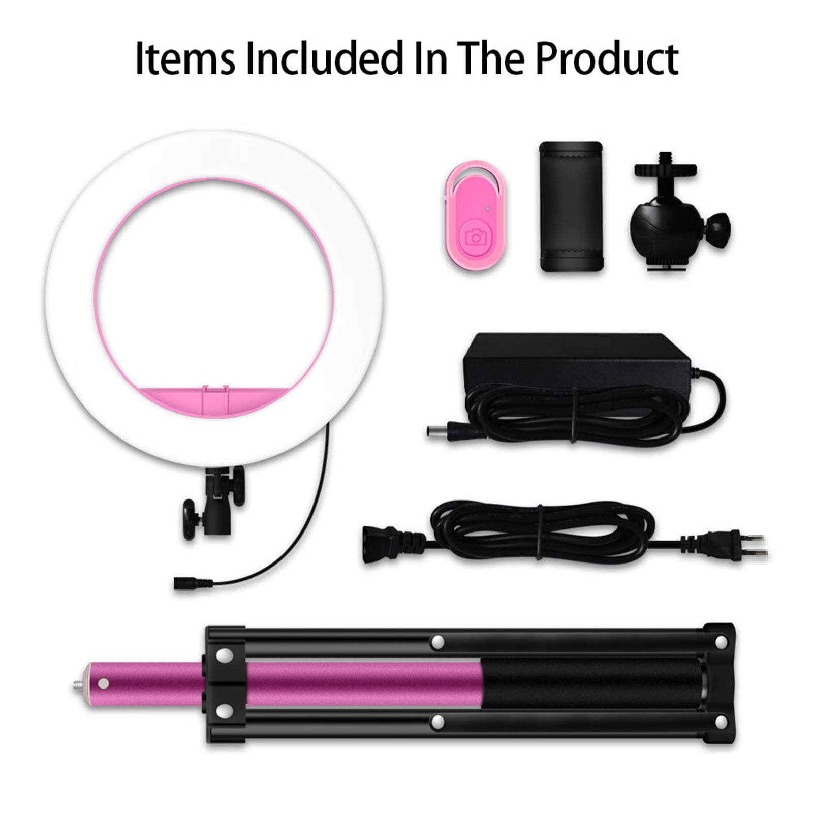 Luce LED Anello Treppiedi Luce per Selfie LED 14" con Treppiede da 170cm e Phone Holder, Telecomando Wireless, Lampada Led LED Dimmerabile per Youtube, tik tok, Trucco, Fotografia,Nero