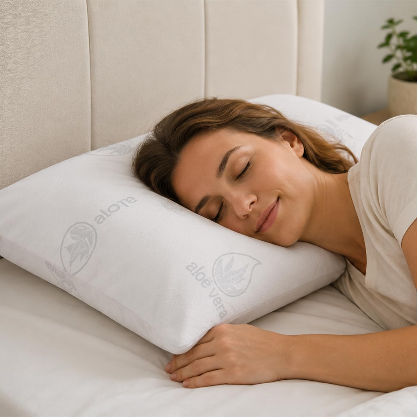 ACCRUX-Almohada Viscoelástica 100% Viscoelástico (2 Unidades Visco 75 cm) | Almohada con Tejido Aloe Vera, Antiácaros, Antibacterias, Ergonómica y Termorregulable, Alivio de Presión y Máximo Confort