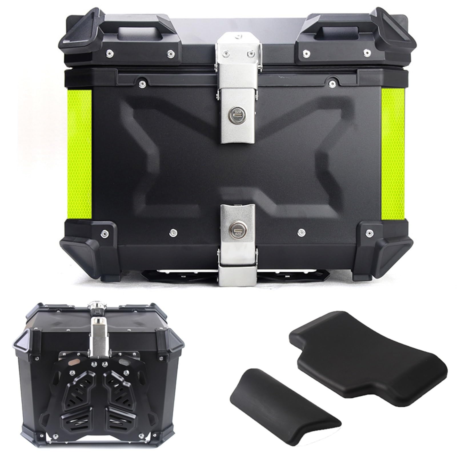 Top Case Moto, 45L 55L 65L 80L 100L Topcase En Aluminium Étanche,Coffre De Moto Scooter Moto Quad Valise Top Case,Base À Dégagement Rapide(Noir,65L