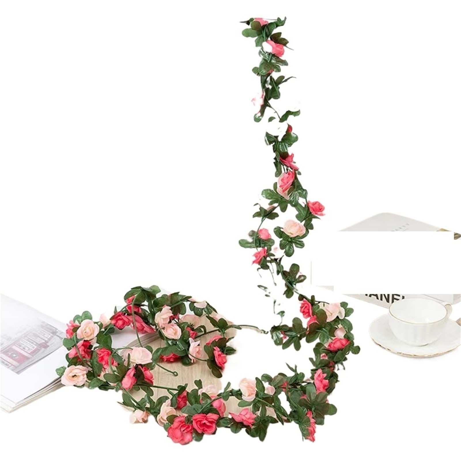 LuoAXINN Artificial Rose Vine 2Pcs Artificial Purple Rose Flower Garland