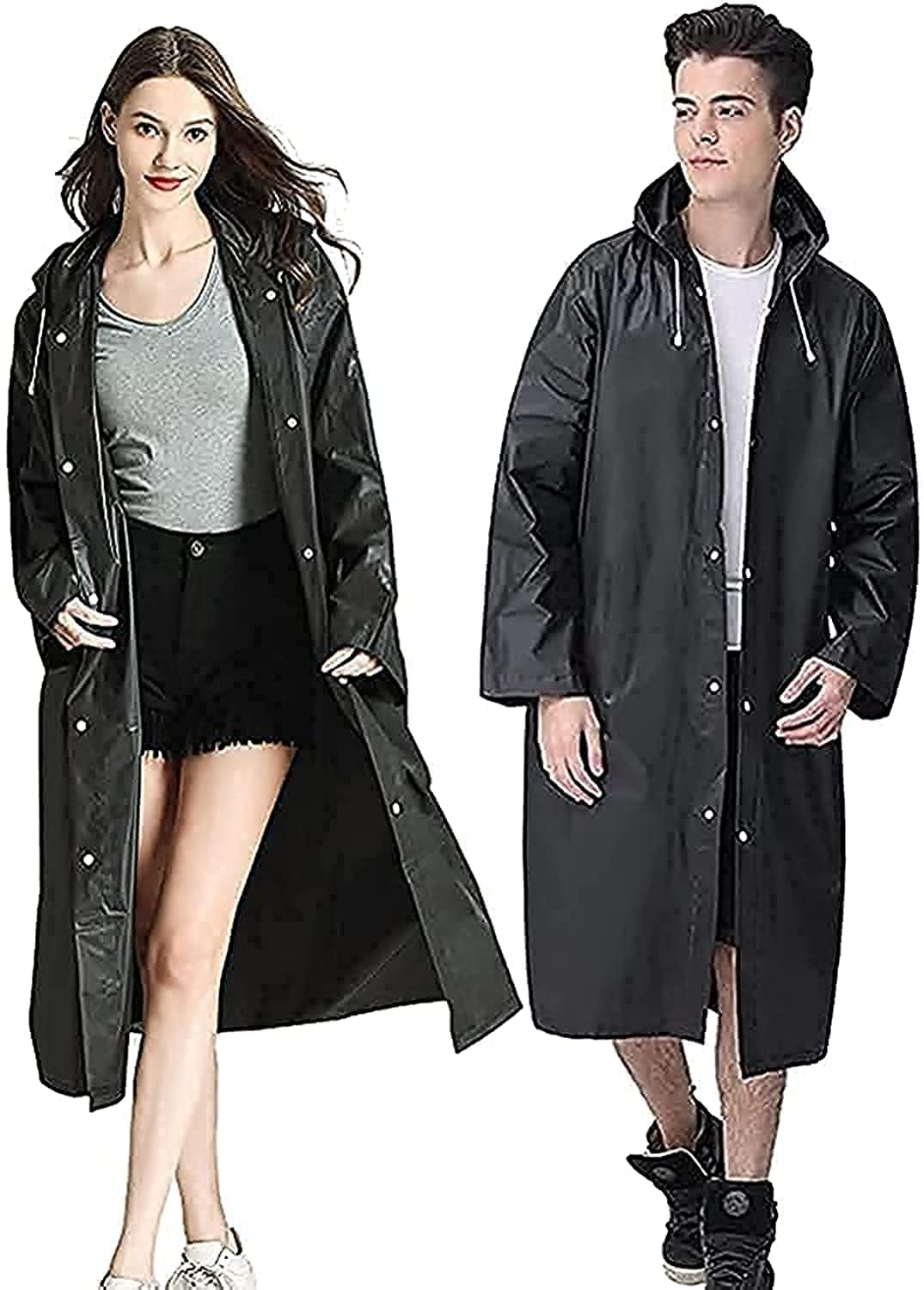 Sponsored Ad β Rain Coats for Adults Reusable, 1Pcs Thickened Transparent Light Raincoat with Hood and Elastic Cuff Sleeves, EVA Rain Ponchos Rain Jackets Raincoats for Men Women, for Family Fishing Travel