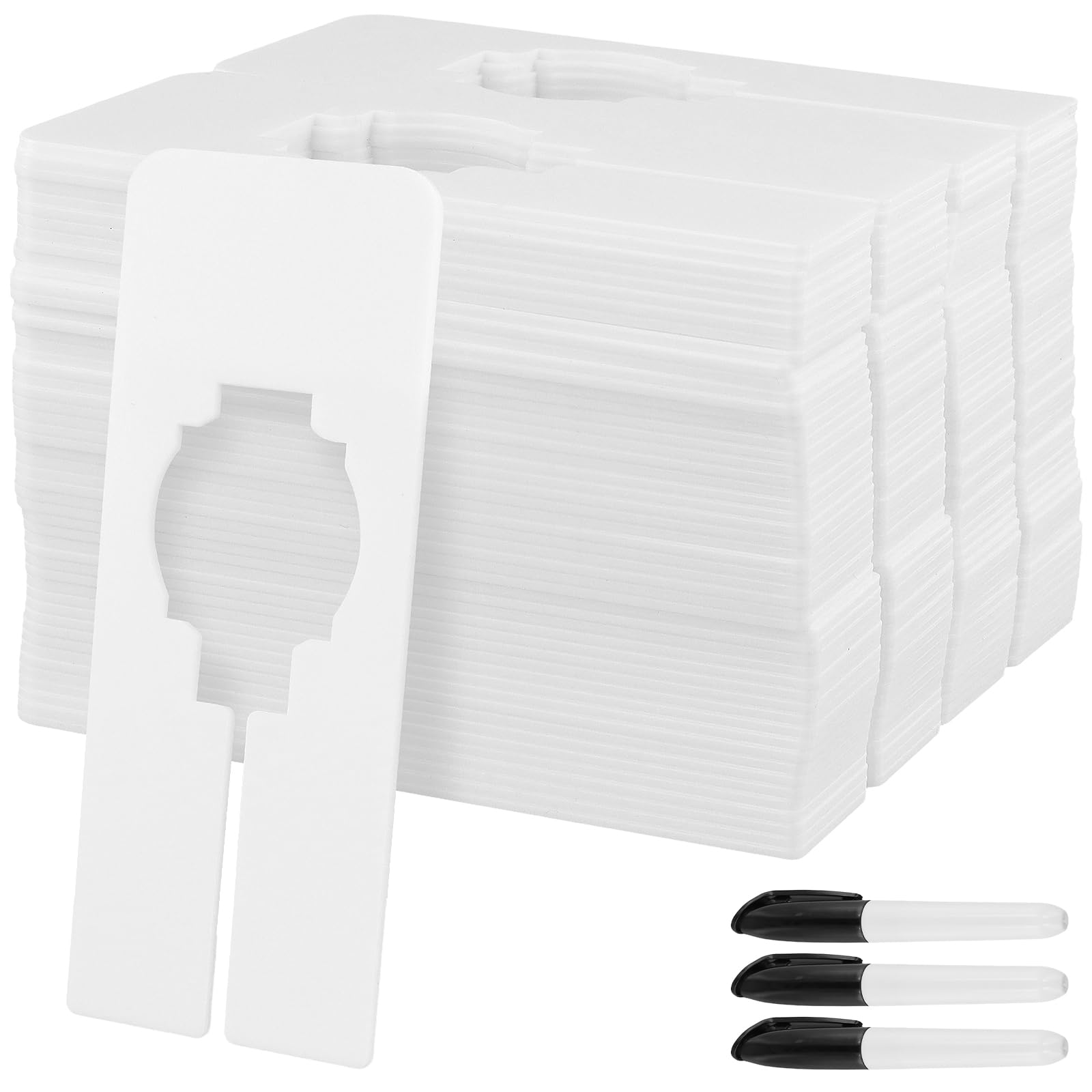 CHIHEUNG 100 PCS Wardrobe Dividers, Closet Dividers for Hanging Clothes, White Rectangular Clothing Rack Size Dividers, Blank Clothes Hanger Divider for Sorting Clothes Size, Color