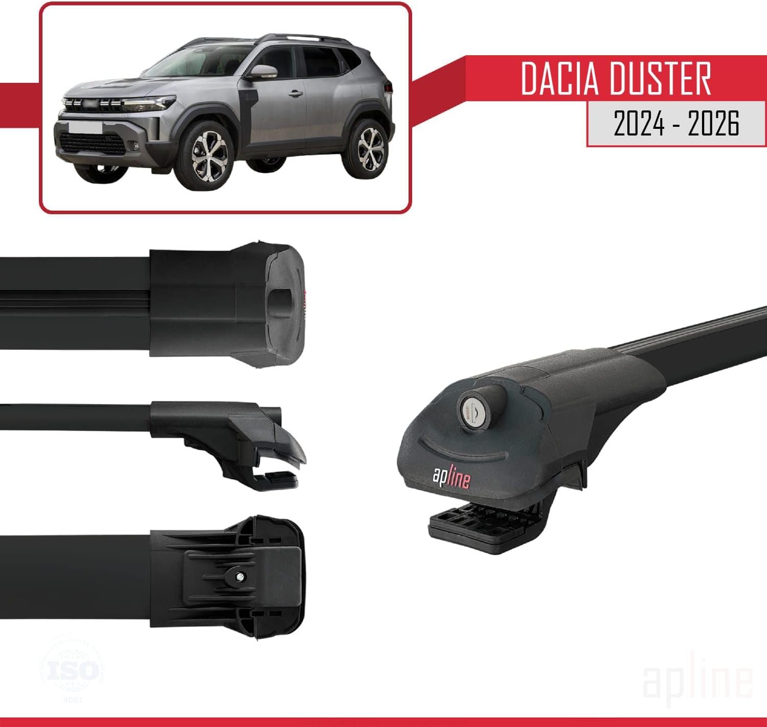 Compatible with Dacia Duster 3 (P1310) 2024-2026 ACE-1 Car Roof Rack Cross Bar Black Aluminium 2 Bars