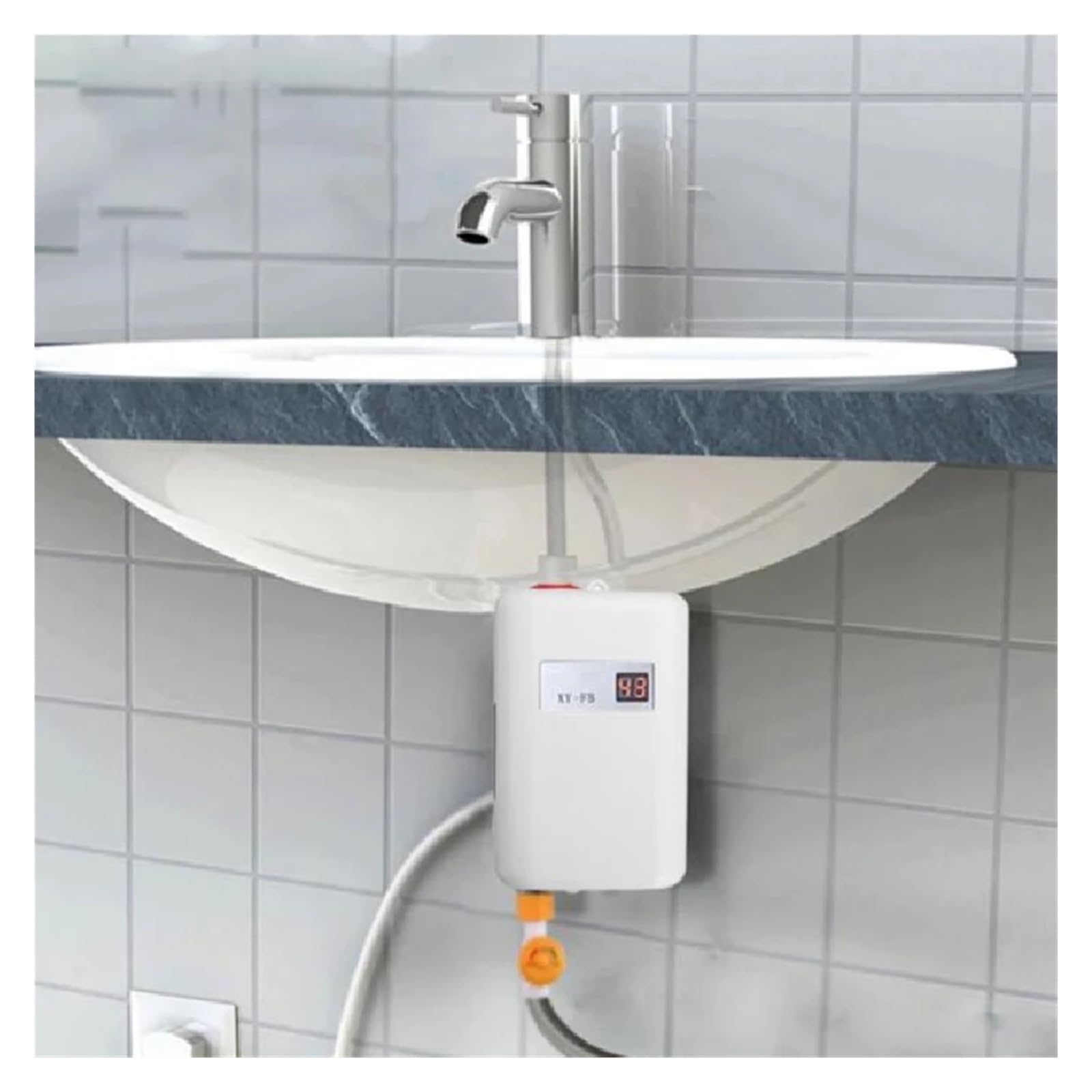 Elektryczny podgrzewacz wody przepływowy, Bezzbiornikowy Podgrzewacz Wody, Natychmiastowy Podgrzewacz Ciepłej Wody, 3000W Mini Elektryczny Bezzbiornikowy Natychmiastowy Podgrzewacz Ciepłej Wody Łazien