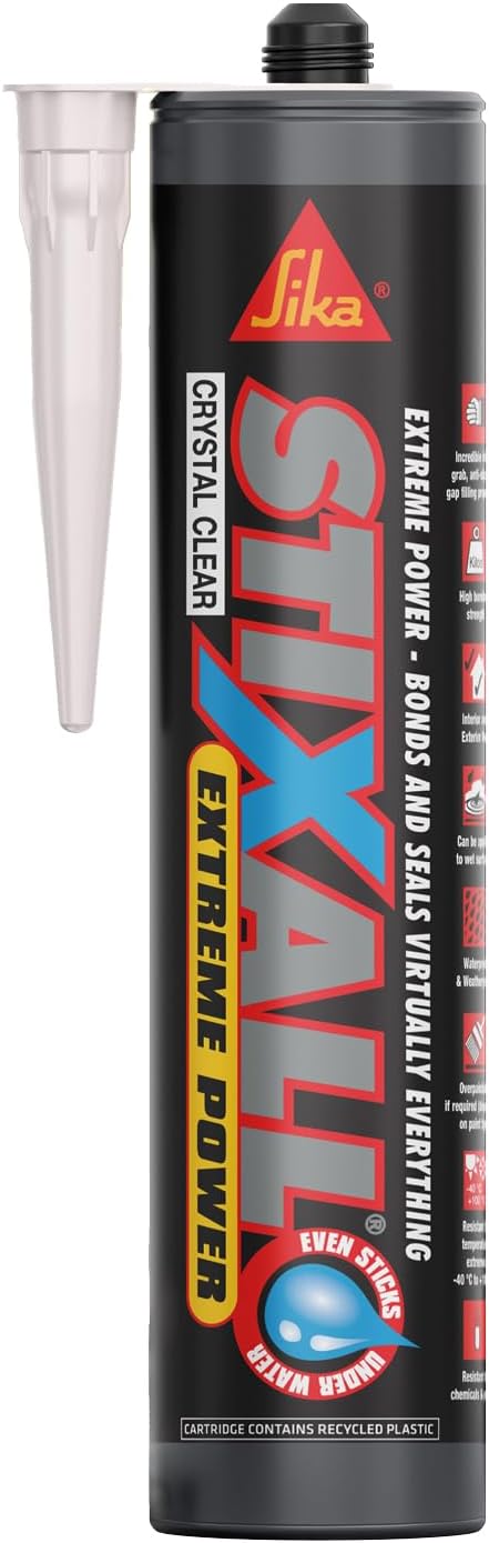 Sika Stixall Extreme Power Sealant and Adhesive, Waterproof, Crystal Clear, 290 ml