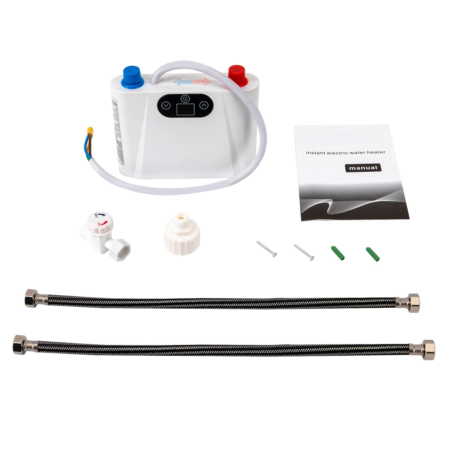 Scaldabagno Elettrico Istantaneo Senza Serbatoio, Mini Scaldabagno a Parete Cucina Lavandino, Riscaldamento Rapido Temperatura Costante 30-55°C Schermo Touch LED, Sicurezza Separazione