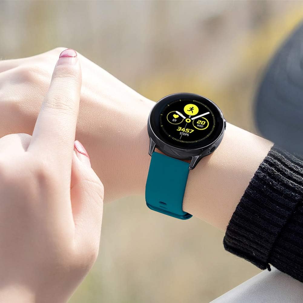 Vozehui Compatible with Samsung Galaxy Watch Active/Active2/ Garmin Forerunner 245 / Vivoactive 3 Band, 20mm Soft Silicone Replacement Band for Gear S2 Classic/Gear Sport Watch for Women Men