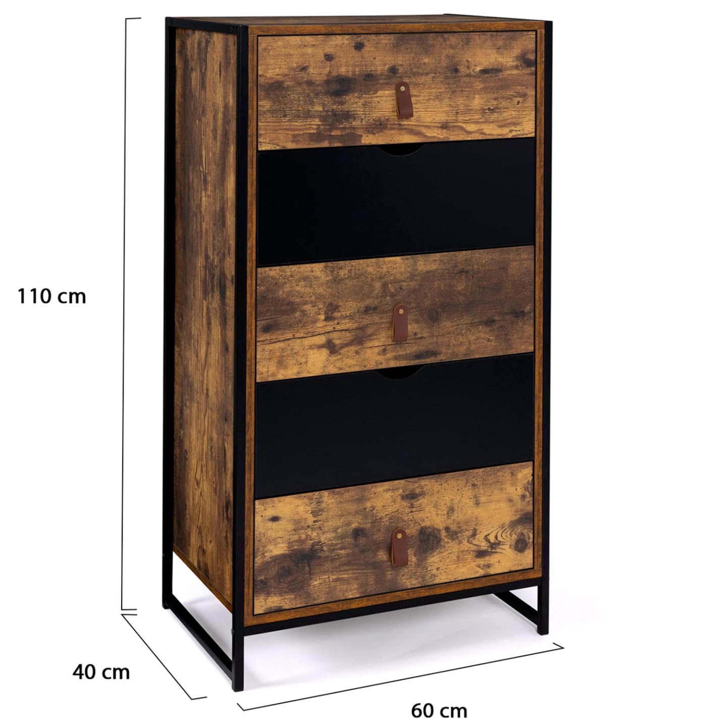 IDMarket - Chiffonnier 5 tiroirs Chicago 60 cm Commode semainier Design Industriel