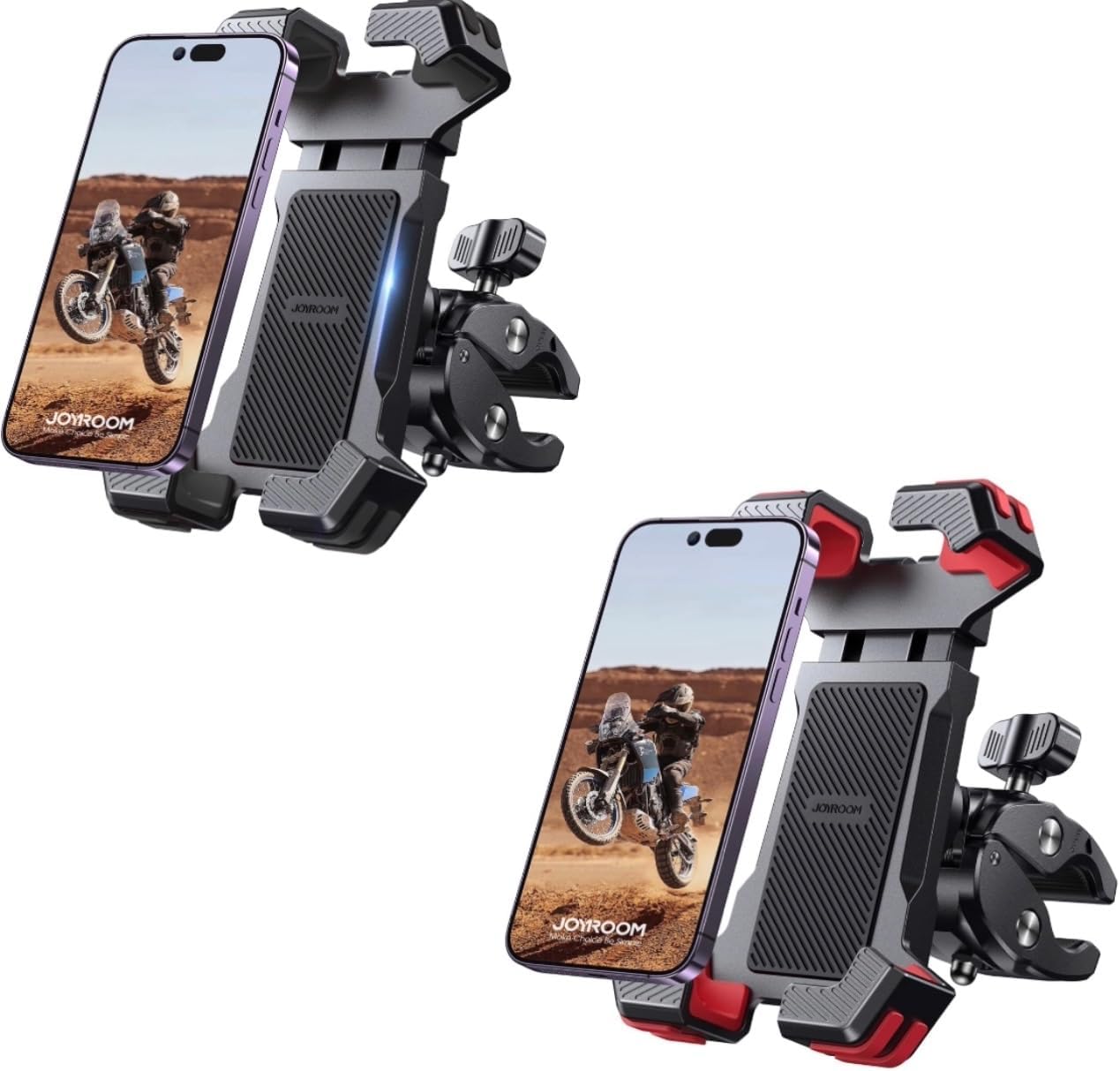 JOYROOM 1 Black & 1 Red Large Clamp Motorcycle/Bike Phone Mount JOYROOM 1 Black & 1 Red Large Clamp Motorcycle/Bike Phone Mount