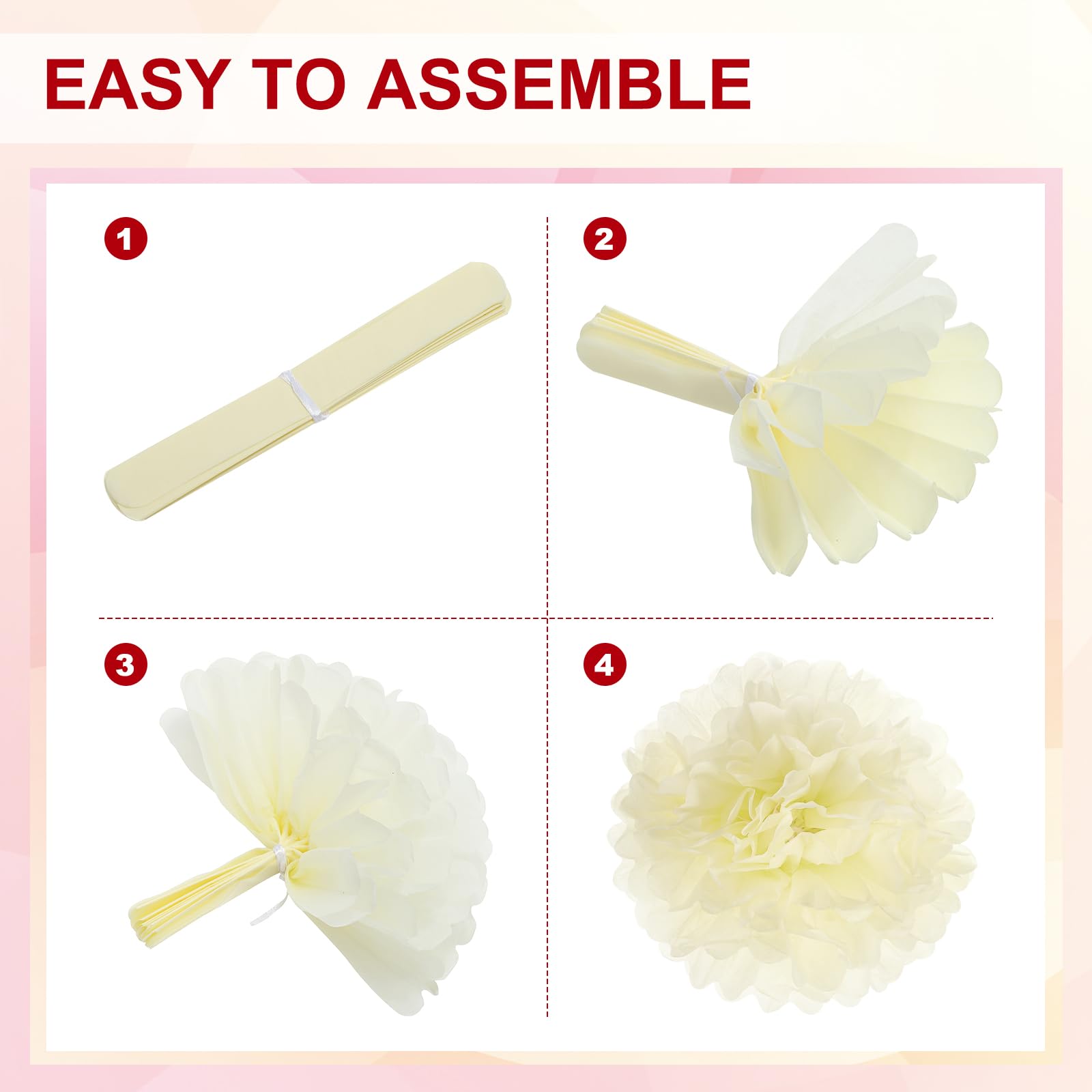 PATIKIL Set Pom Pom Carta, 12Pz Kit Palline Fiori Carta, 3 Misure per Compleanno, Addio Nubilato, Matrimonio, Festa Nuziale, Decorazione Fai da Te, Arte e Artigianato, Giallo