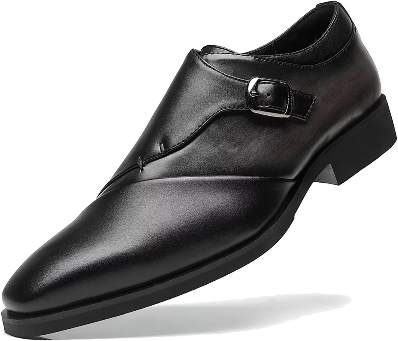 SANNAX Monk Strap Men’s Dress Loafer Shoes Plain Toe Classic Oxfords Shoes for Formal Business Wedding