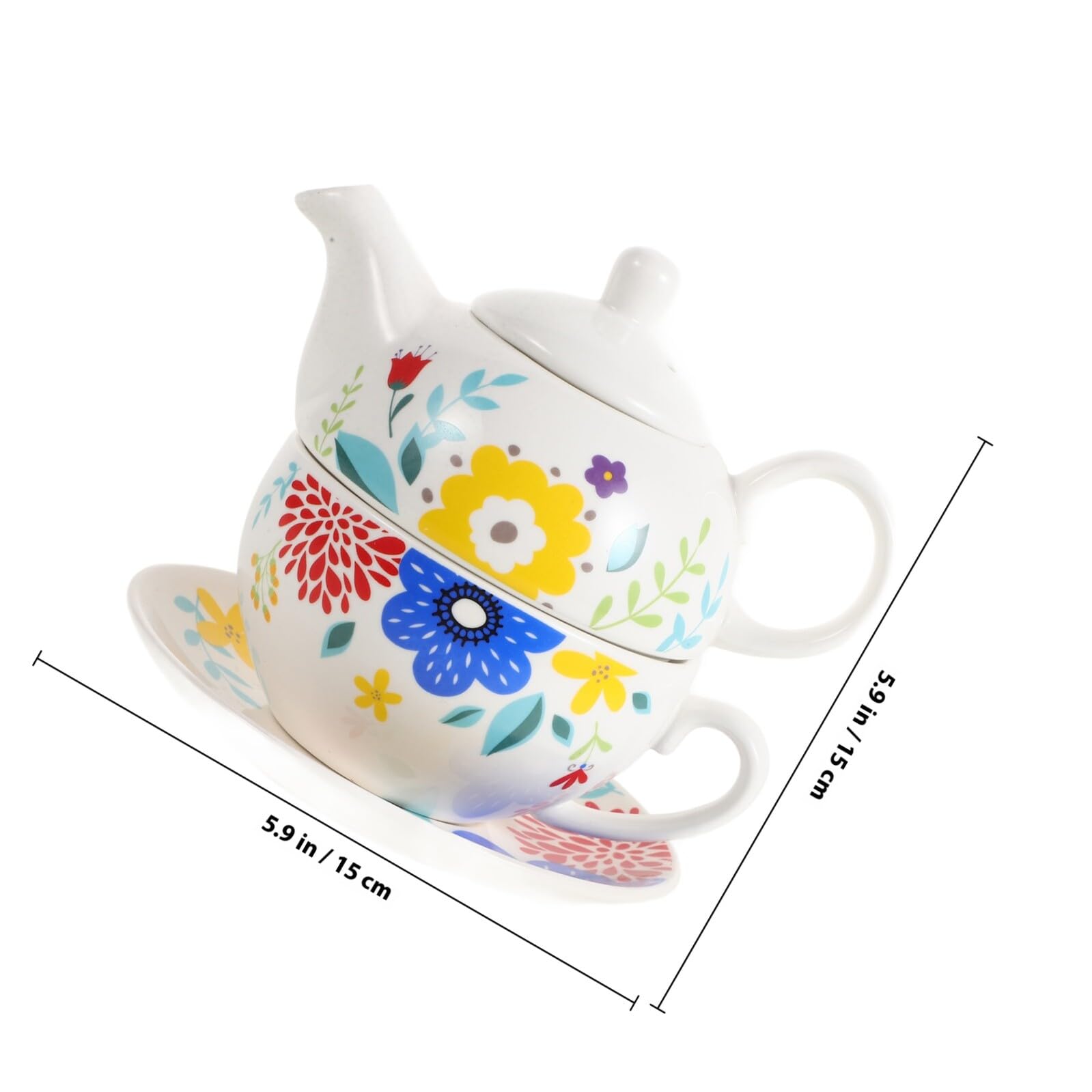 Keramik Teekanne Satz mit Untertasse und Bedruckter Teetasse Tragbares Chinesisches Teeservice für Zuhause und Reise