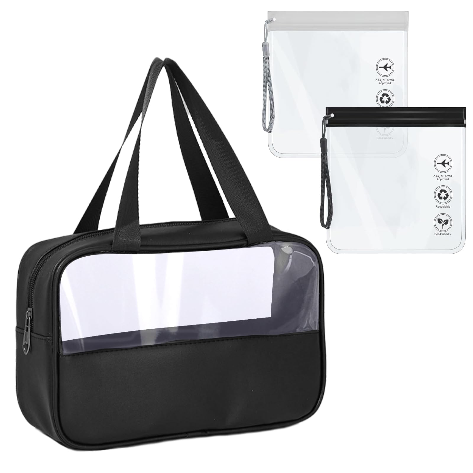 TYXHXTF Bolsa Transparente, Neceser de Viaje, 2 Neceseres Transparentes 20 * 20cm, Bolsas para Líquidos de Avión, con Cremallera, Viajes Accesorios, para Mujer y Hombre