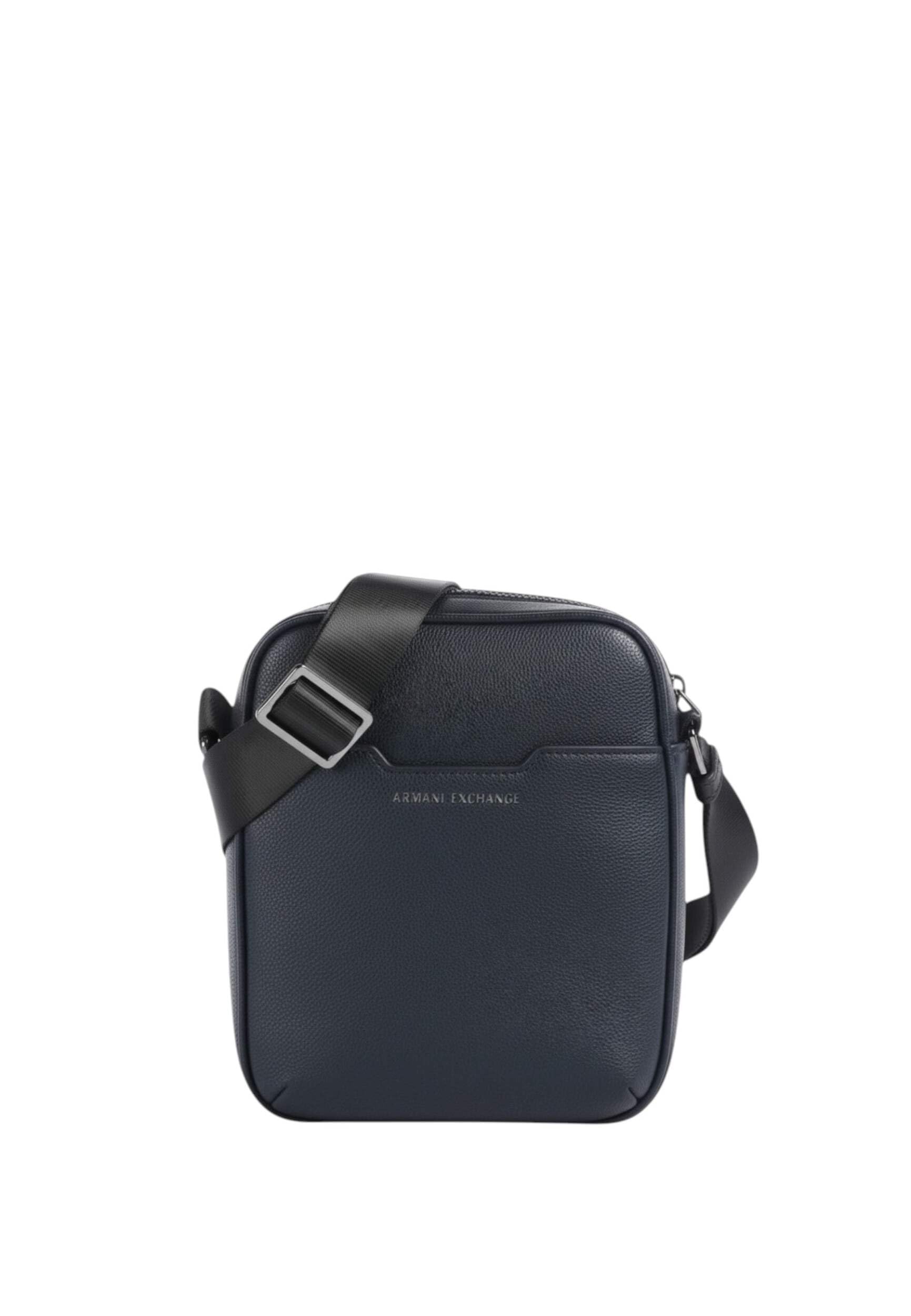 Armani Exchange Men's Alex, embossed logo, silver zip Blue