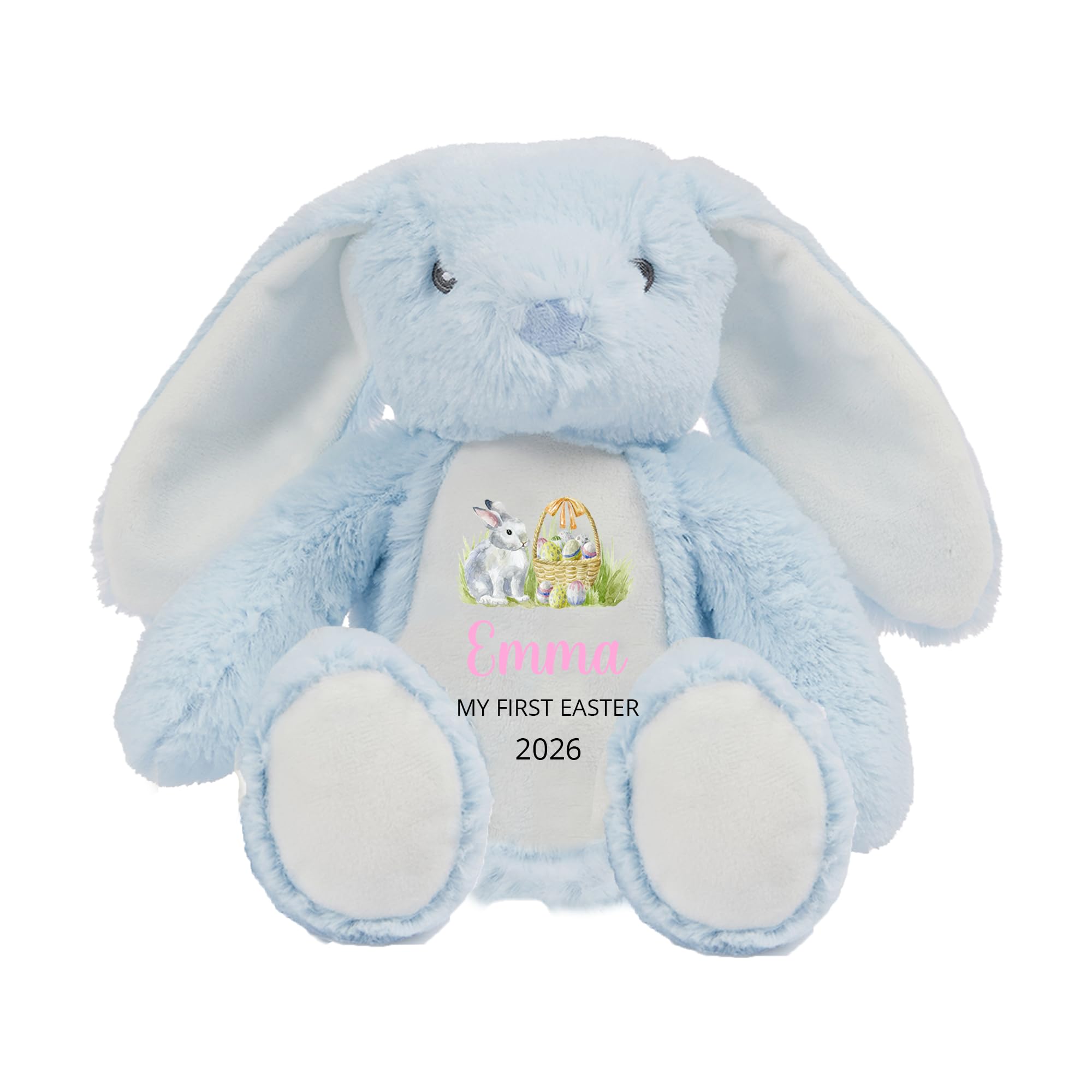 Personalised My First Easter Blue Bunny Soft Toy - Name On Tummy Keepsake Gift — image 1