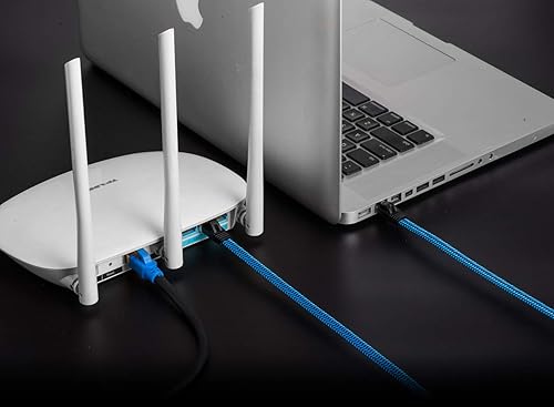 Miniatura 6 de Cable Ethernet Cat 7 de 12 pies, cable Ethernet de nailon trenzado Cat 7, cable de conexión de red de Internet RJ45, cable de red Cat7, cable LAN