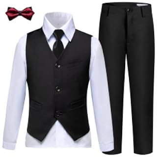 Trajes para Niños de Corte Ajustado Conjunto de Esmoquin para Niños Pequeños para Niños Adolescentes Ropa de Vestir de Comunión Traje de Portador de Anillos de Boda para Niños | Toddler to Teen Boys Suit Set, Slim Fit, Kids Formal Dress Clothes, Outfit for Wedding Ring Bearer Easter Graduation Prom
