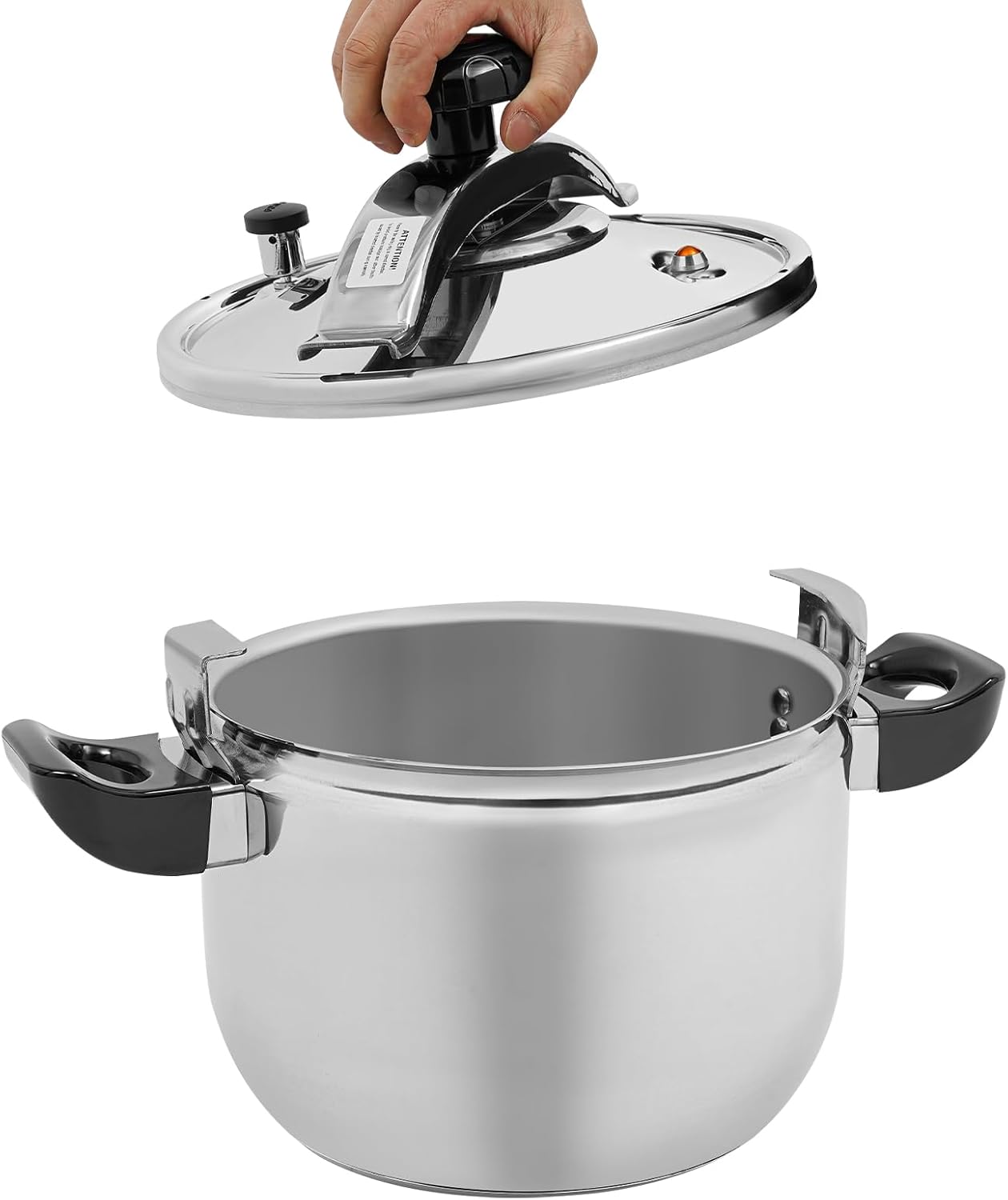 Stovetop Pressure Cooker Stainless Steel 9.51Qt Mini Pressure Cooker Compatible with Electric, Ceramic, or Halogen Stoves Instant Pot, Secure Locking System (Stainless Steel-9.51Qt)