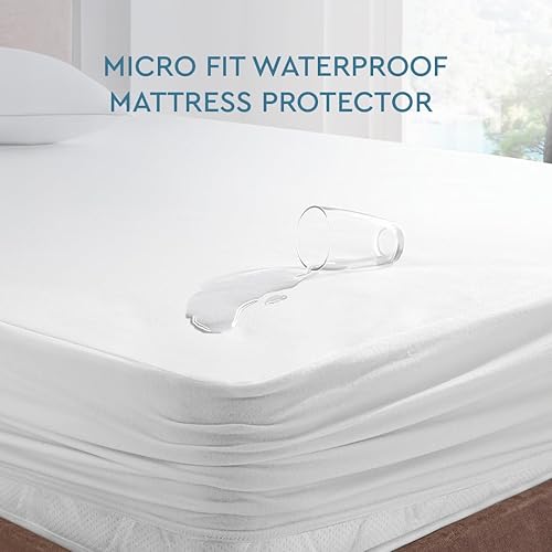 Miniatura 4 de YATAS BEDDING Microfit - Protector de colchón impermeable, sin vinilo, suave y duradero, lavable a máquina a 90, color blanco (tamaño matrimonial,