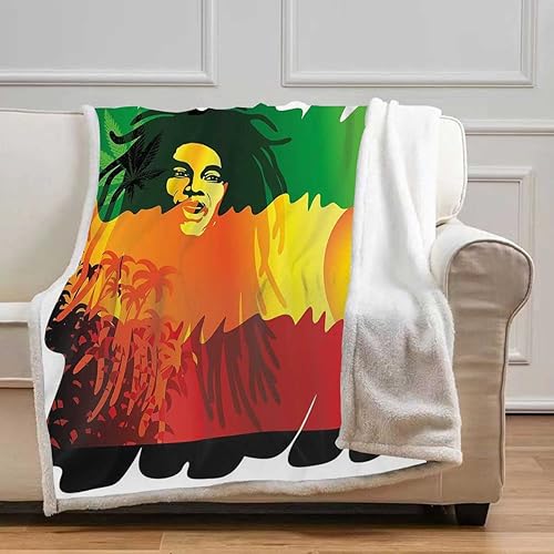 Miniatura 2 de Rasta Cobijas Calientes para Invierno - Manta térmica suave y acogedora para sofá, cama, sofá, verde, amarillo, rojo y naranja, tamaño 47 x 70.8