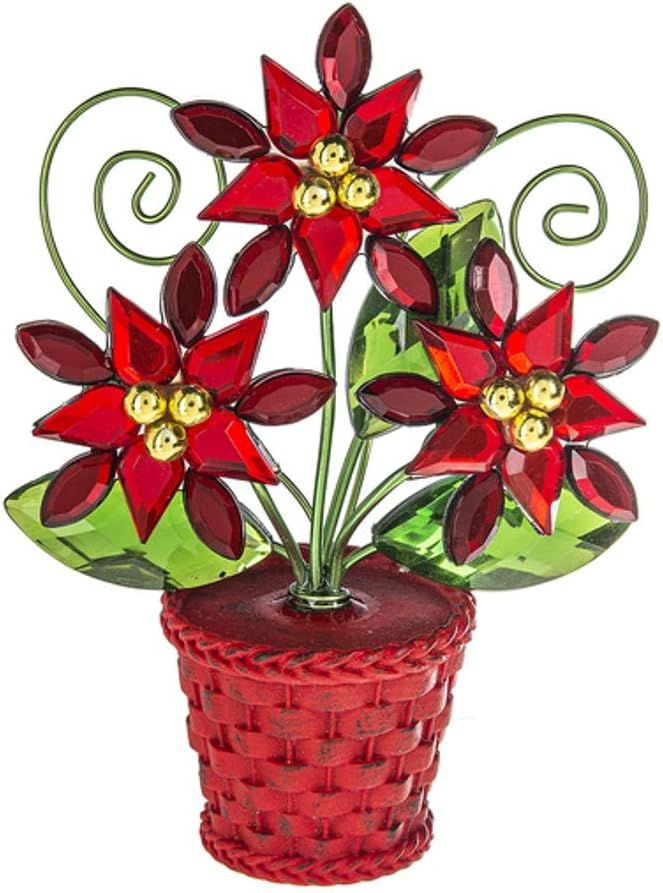 ACRYX-201 Poinsettia Planter Posy Pot[TM] Figurine, 4-inch Height, Multicolor