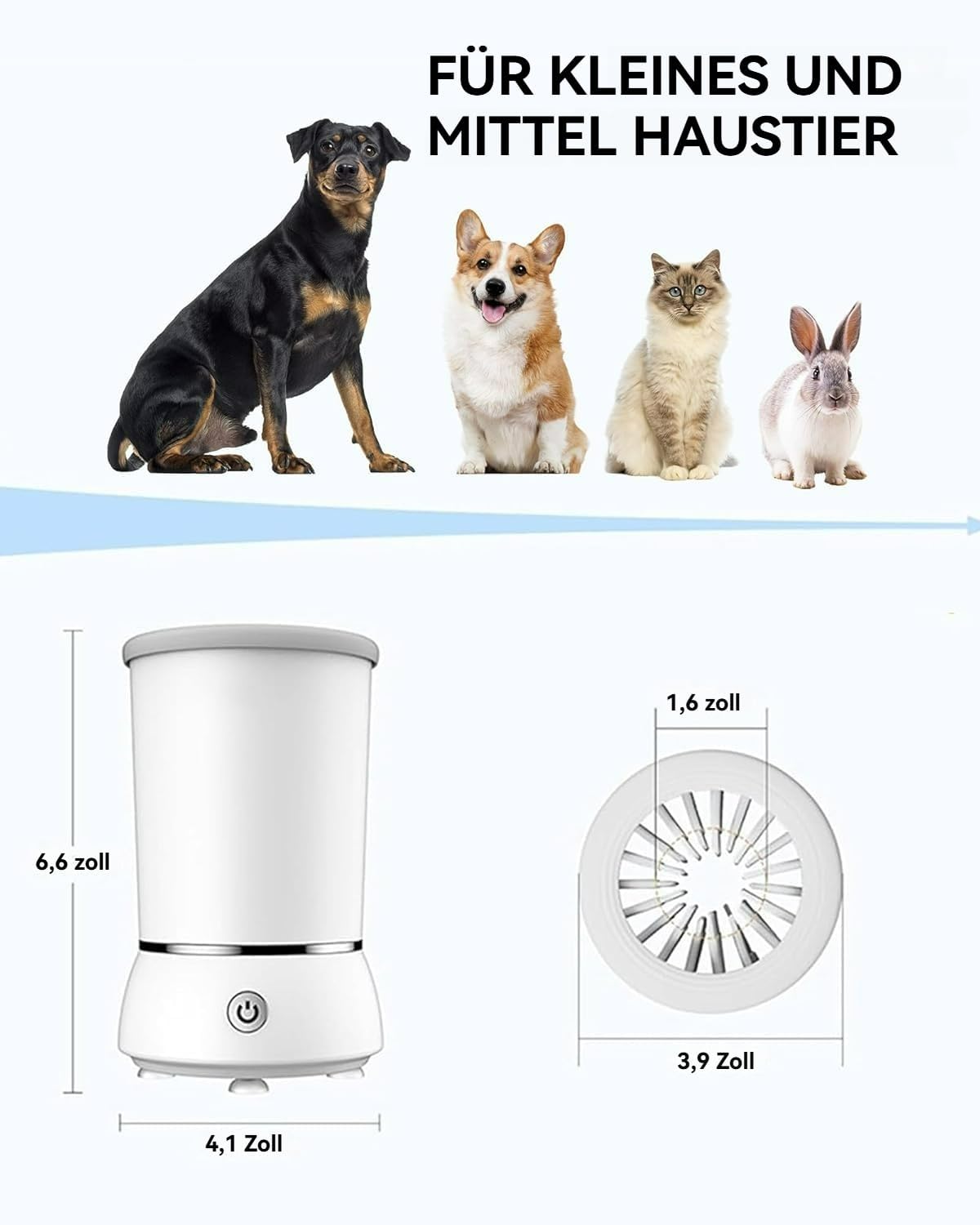 Pfotenjoy Pawclean Pro, Pfotenjoy Pfotenreiniger Für Hunde, Sanfte 360°-Reinigung, Extra Leise & Stressfrei, Usb Wiederaufladbar, Blitzschnell Gereinigt, Ultralange Standby-Zeit (A)