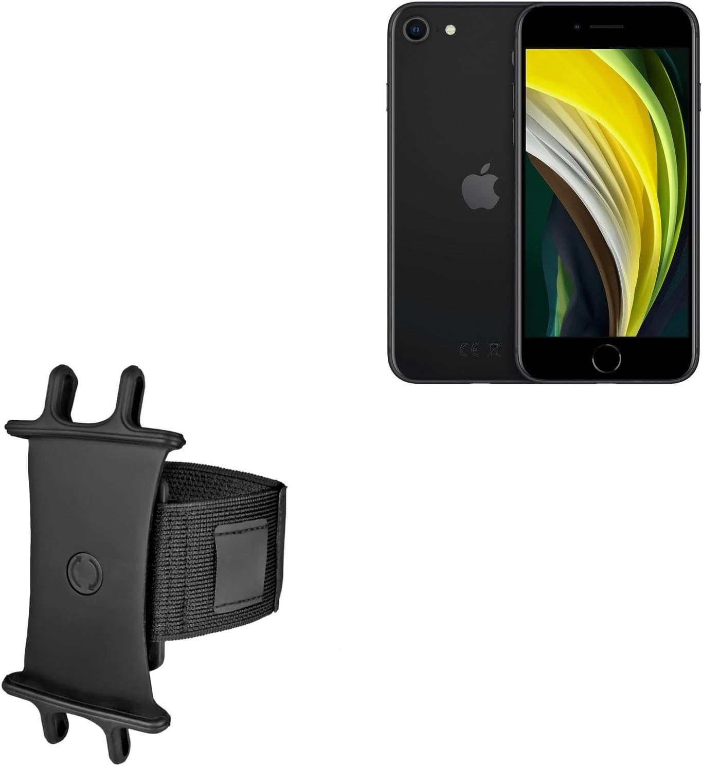 BoxWave Holster Compatible with Apple iPhone SE (2020) - ActiveStretch Sport Armband, Adjustable Armband for Workout and Running - Jet Black