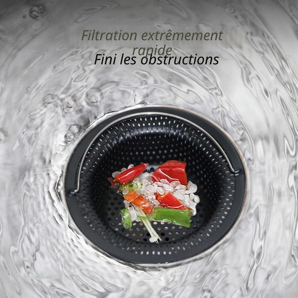Lot de 2 filtres d'évier de Cuisine en Acier Inoxydable (Noir)