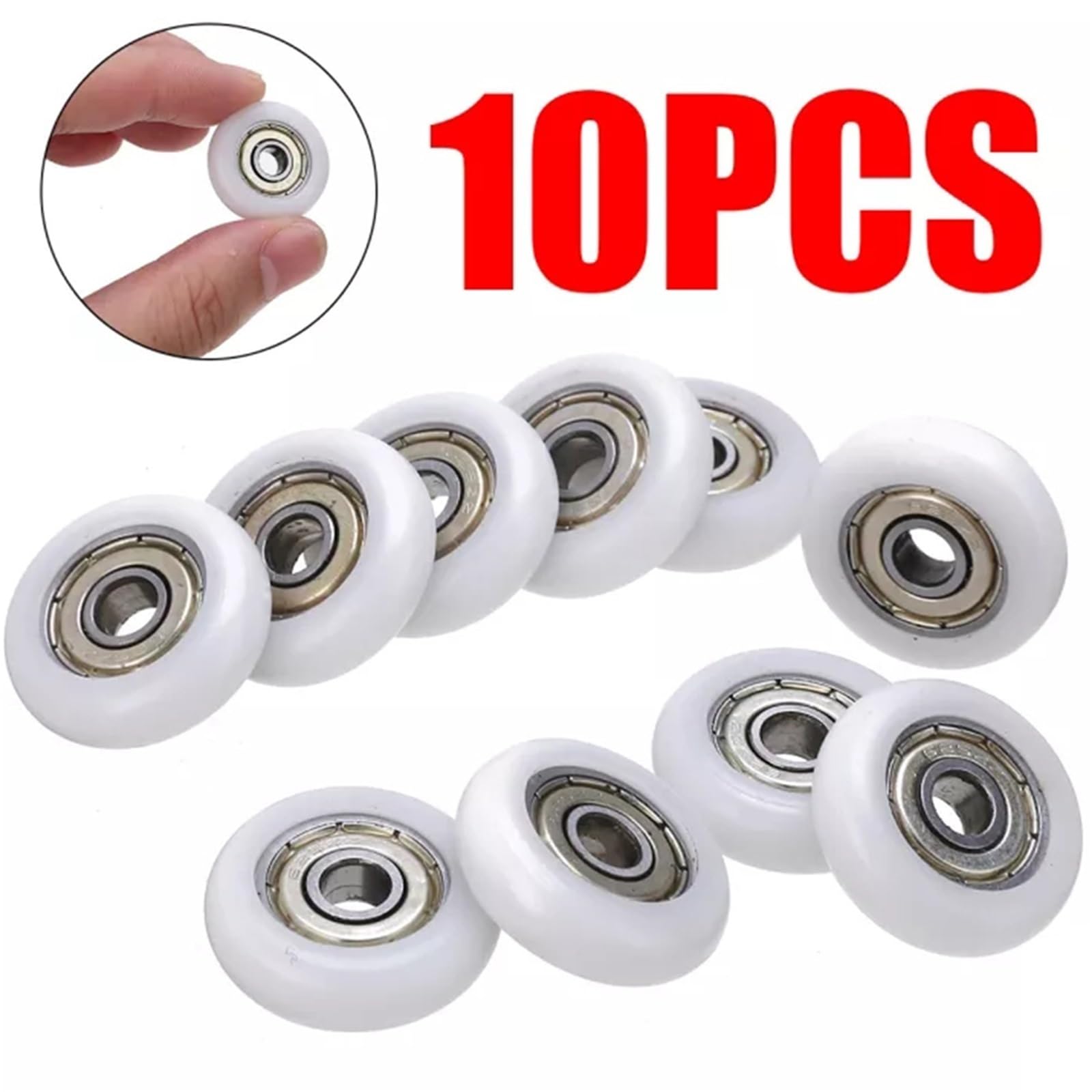 10 szt. Rolka do drzwi prysznicowych wymiana koła białe koło prysznicowe koło pasowe 19-25 mm średnica koła do domowych kabin prysznicowych (23 mm)