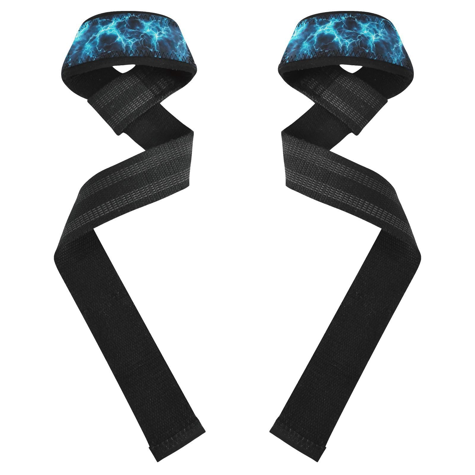 Nander Blue Lightning Wrist Straps for Weightlifting,Lifting Straps with Neoprene Cushioned Wrist Padded and Anti-Skid Silicone for Strength Training,Bodybuilding,Deadlifting