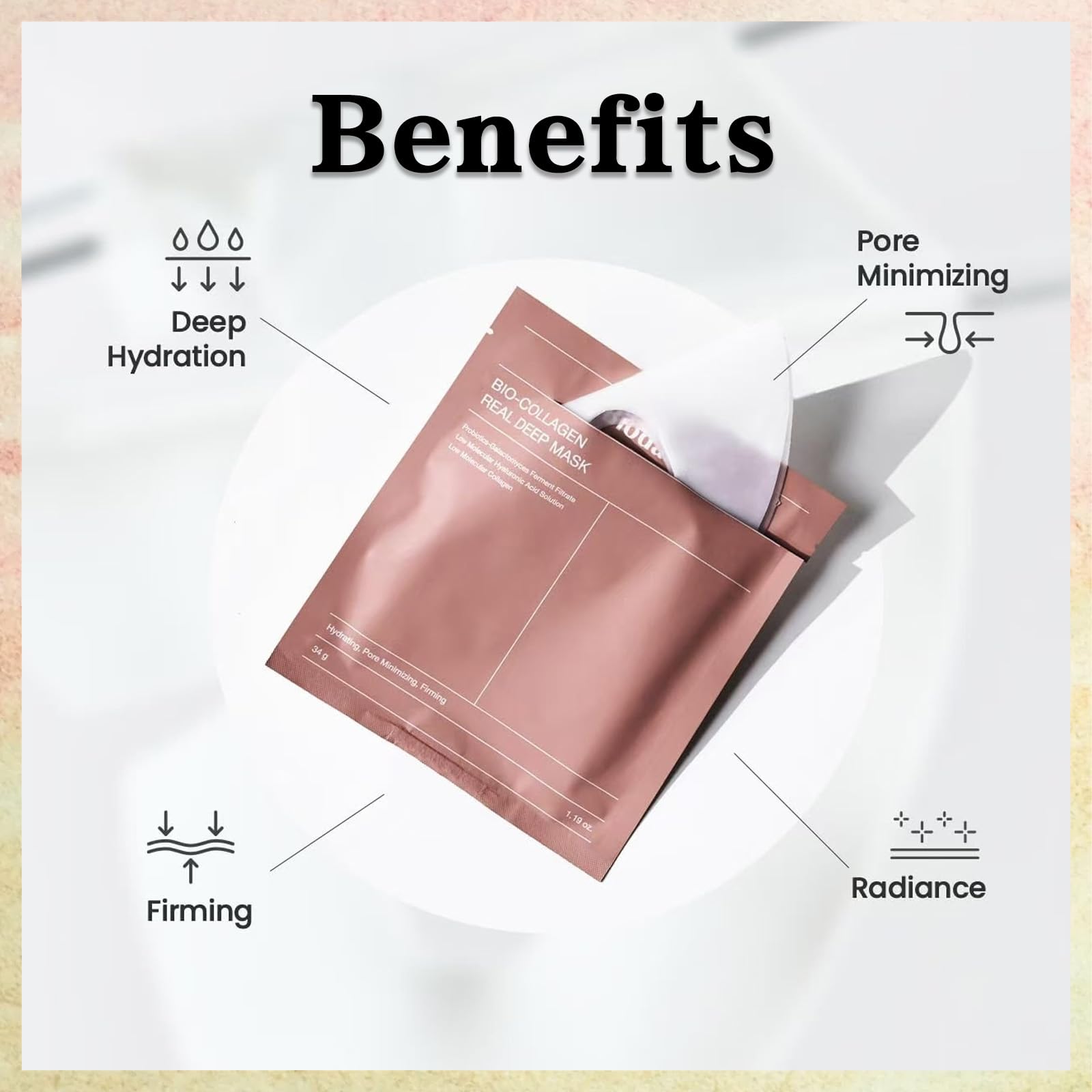BIO COLLAGEN-MASK, Deep Collagen Anti-Wrinkle Moisturising Mask - Anti-Wrinkle, Korean Overnight Mask, Pore Shrinking (Pack of 4) - Image 2