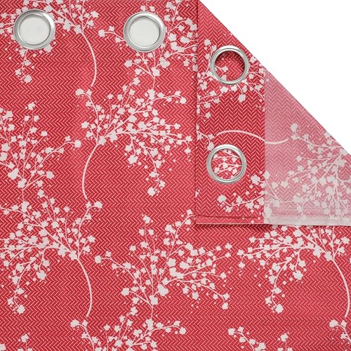 Image of Floral Printed Home Decor Curtains for Living Room, Bedroom Doors and Windows Panel, Parda, Eyelets Hanging, Maroon, 4 x 7 Feet, 1 Piece