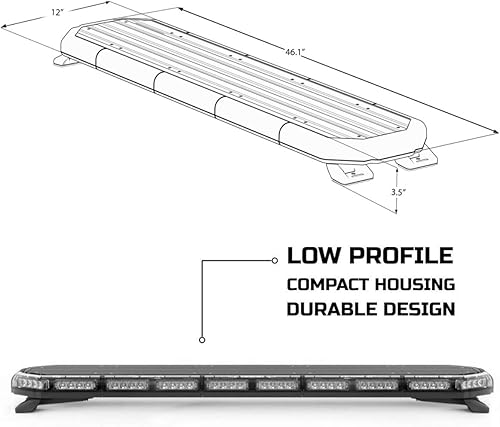 Miniatura 5 de Super Take Down K-Force TIR - Barra de luz LED de policía de tamaño completo de 47 pulgadas para vehículos de advertencia luces estroboscópicas de
