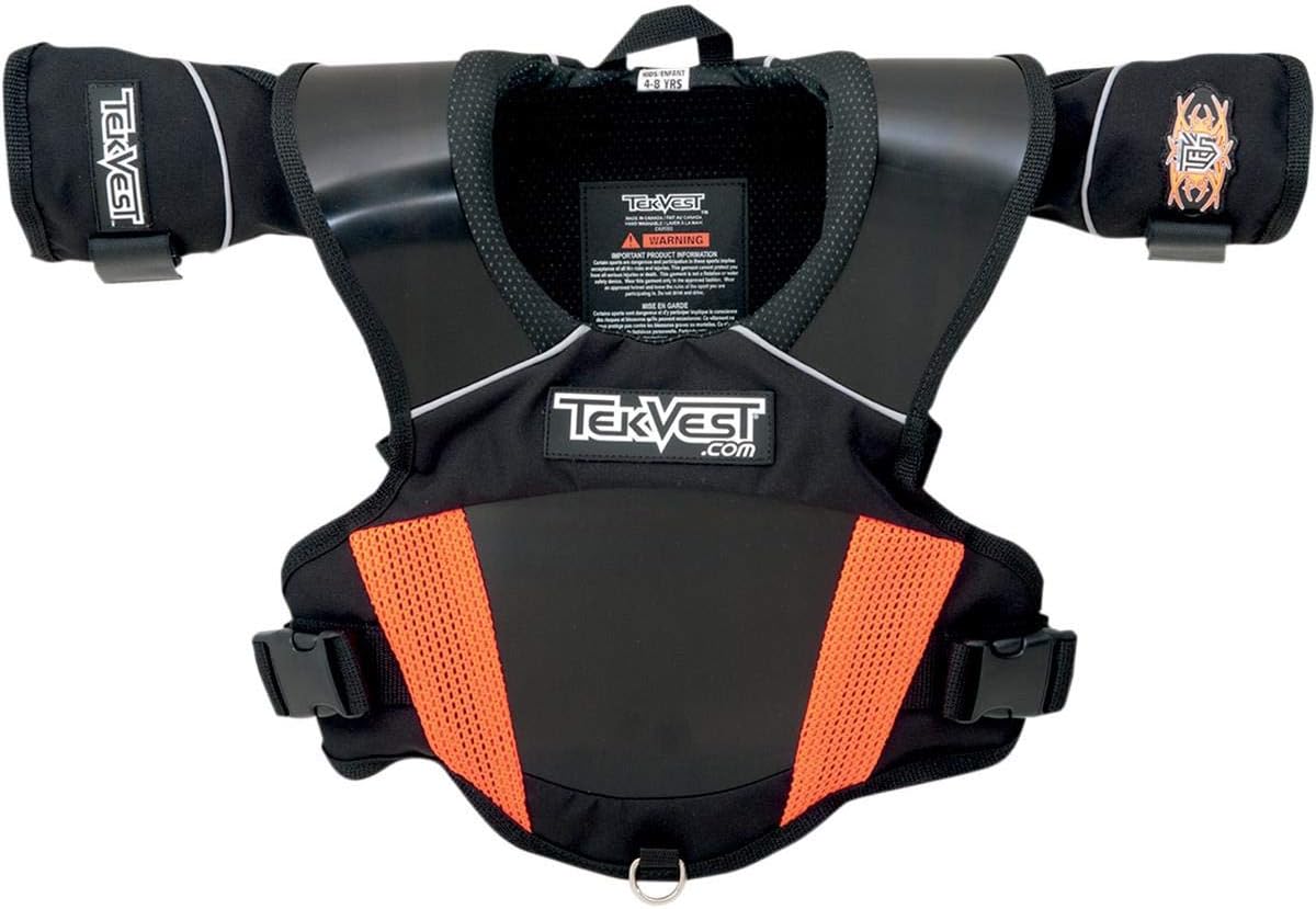 Tekrider Little People Gear Kids Tekvest , Distinct Name: Fluorescent Orange/Black, Size Segment: Youth, Size: OSFM, Gender: Boys TVKS2400