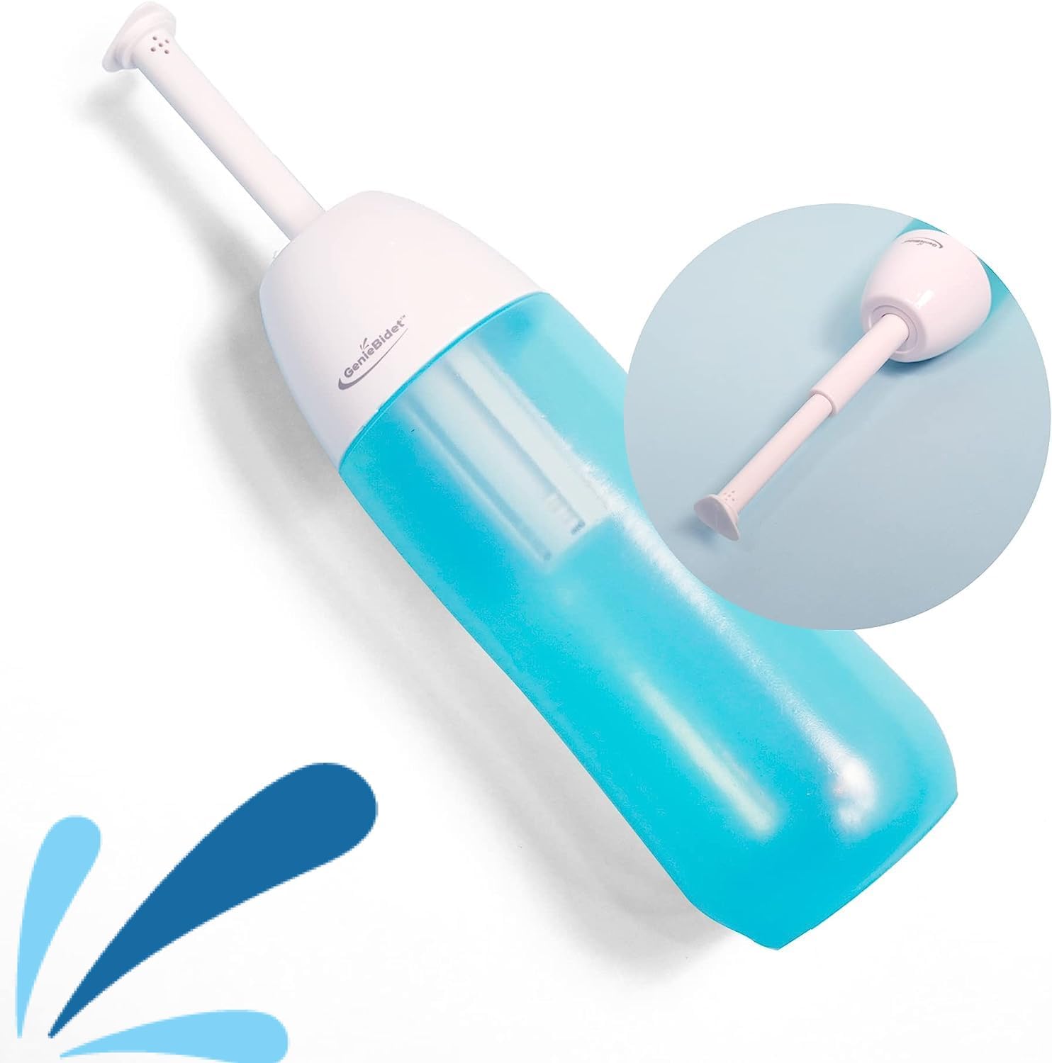 GenieBidet On The Go Portable Travel Bidet with Telescoping Nozzle Spray, Handheld, Leak & Mess Free Butt Shower, Replaces Wet Wipes, Discreet Pull-String Pouch