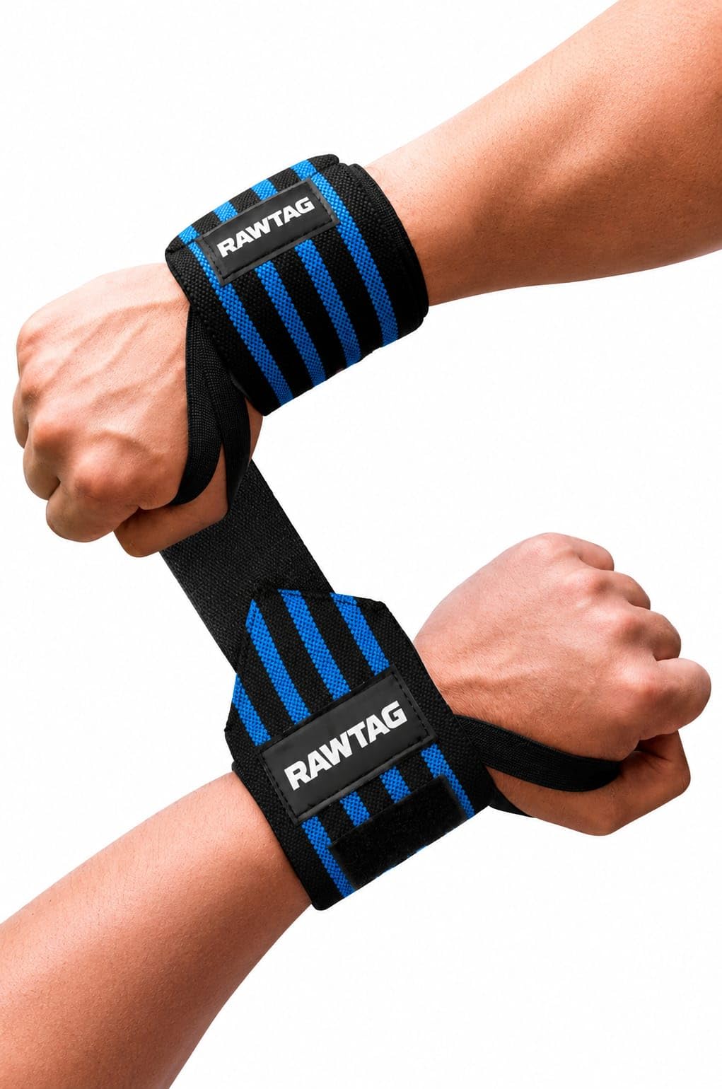 rawtag wrist wraps for gym workout & weightlifting | heavy duty adjustable wrist support for powerlifting, bench press, deadlift & fitness training for men & women (blue)