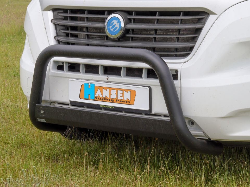 Barra de protección delantera negra de 63 mm con homologación CE compatible con Fiat Ducato (2014-2023) Embellecedores Embellecedores Barra delantera
