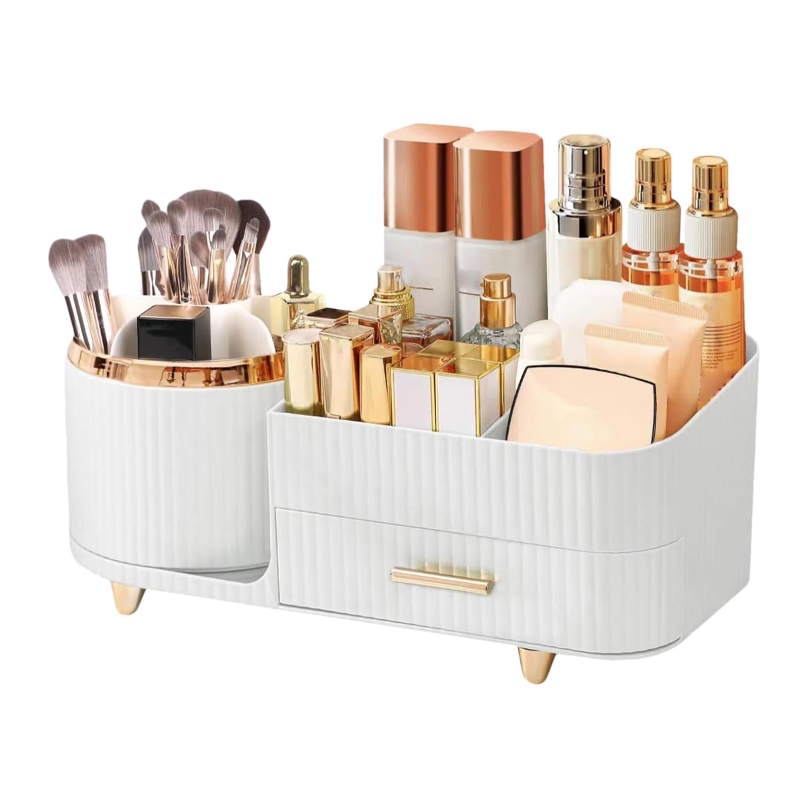 Rotierender Make-up-Nizer, Schreibtisch-Sto-Box mit Ders für Pinsel, Lippenstift, Eyeliner, Lot und Nagellack, perfekt für Vani Badezimmer und Schreibtisch