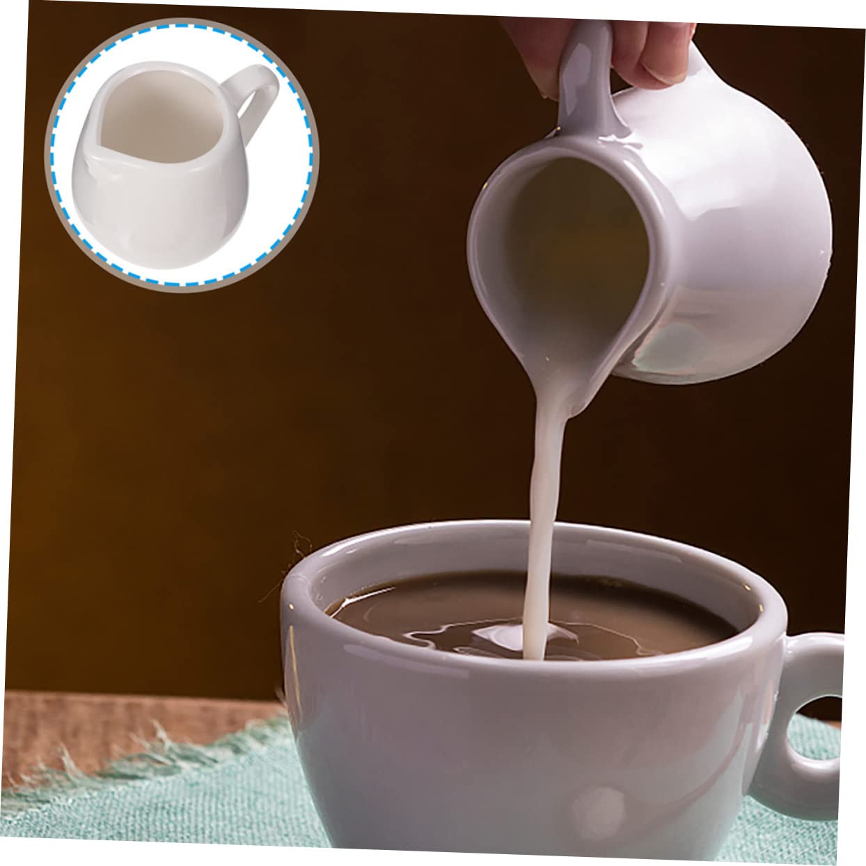 Lot de 6 Pichet à Sauce, en Céramique Blanc, Poignée | Service de Table, Design Simple et Soigné, Usage Maison, Présent de Crémaillère
