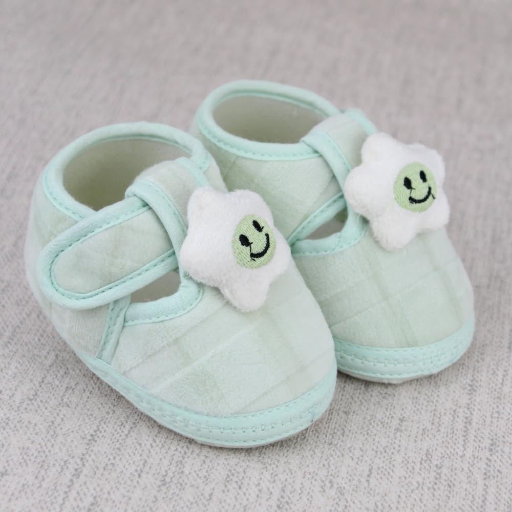 6 To 12 Months Baby Boys & Girls Fur Plain Cartoon Face Star Baby Green Booties-BT5336-image-23