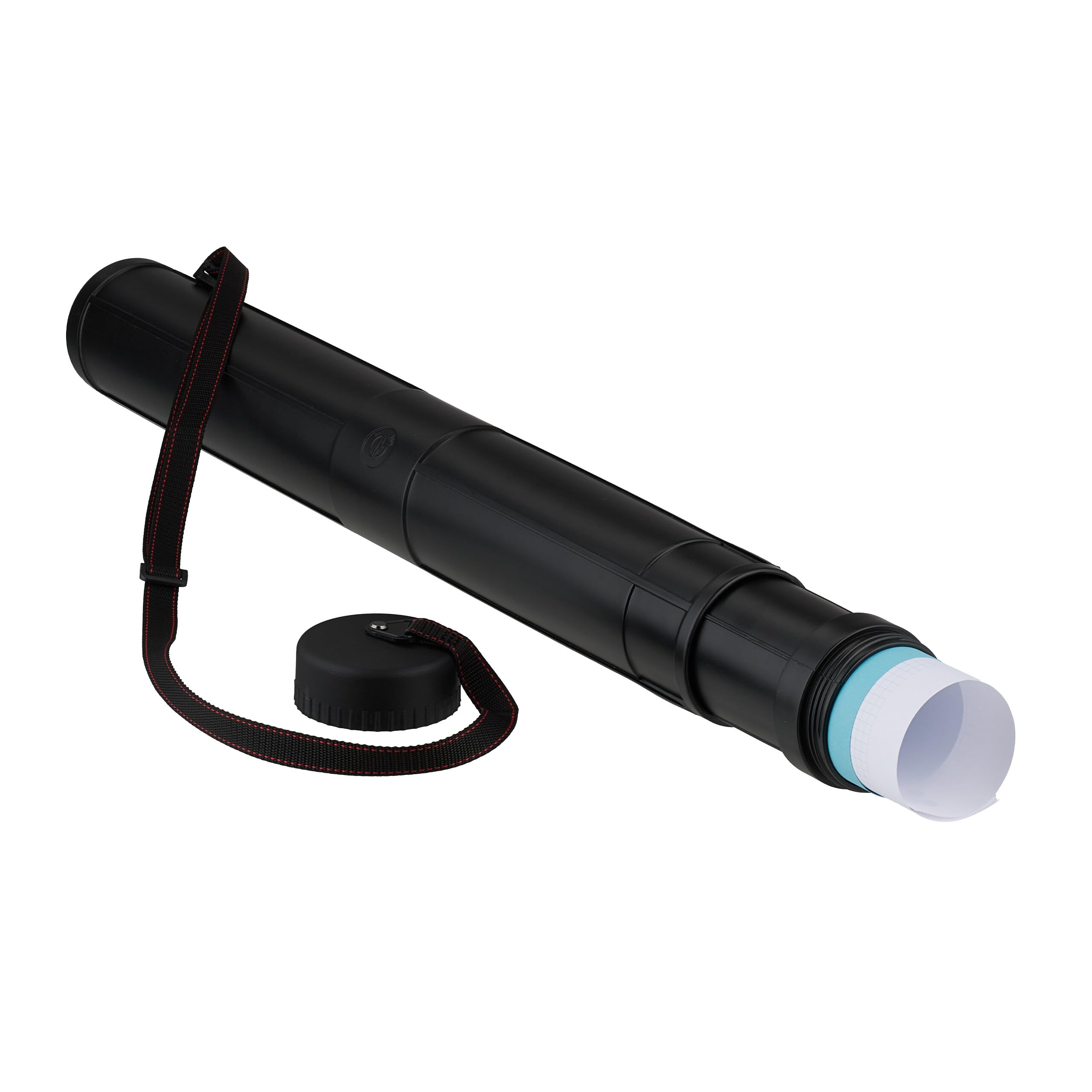 Relaxdays Extendable Poster Tube, 70–125 cm, Ø 8 cm, for transporting posters up to A0, Red/Black