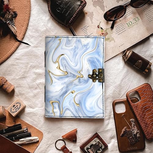 Image of DI-KRAFT Customize Diary with Name with Beautiful UV Prints | Customized Leather Writing Diary Unruled White Paper Journal Personal Notepad Sheets Daily Planner for Gifting (Pattern 3)