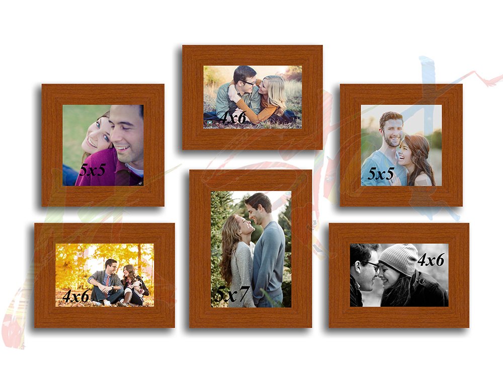 Art Street My Gang Set of 6 Individual MDF Wood Wall Photo Frame - Brown
