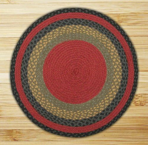 Earth Rugs Round Area Rug, 5.75', Burgundy/Olive/Charcoal