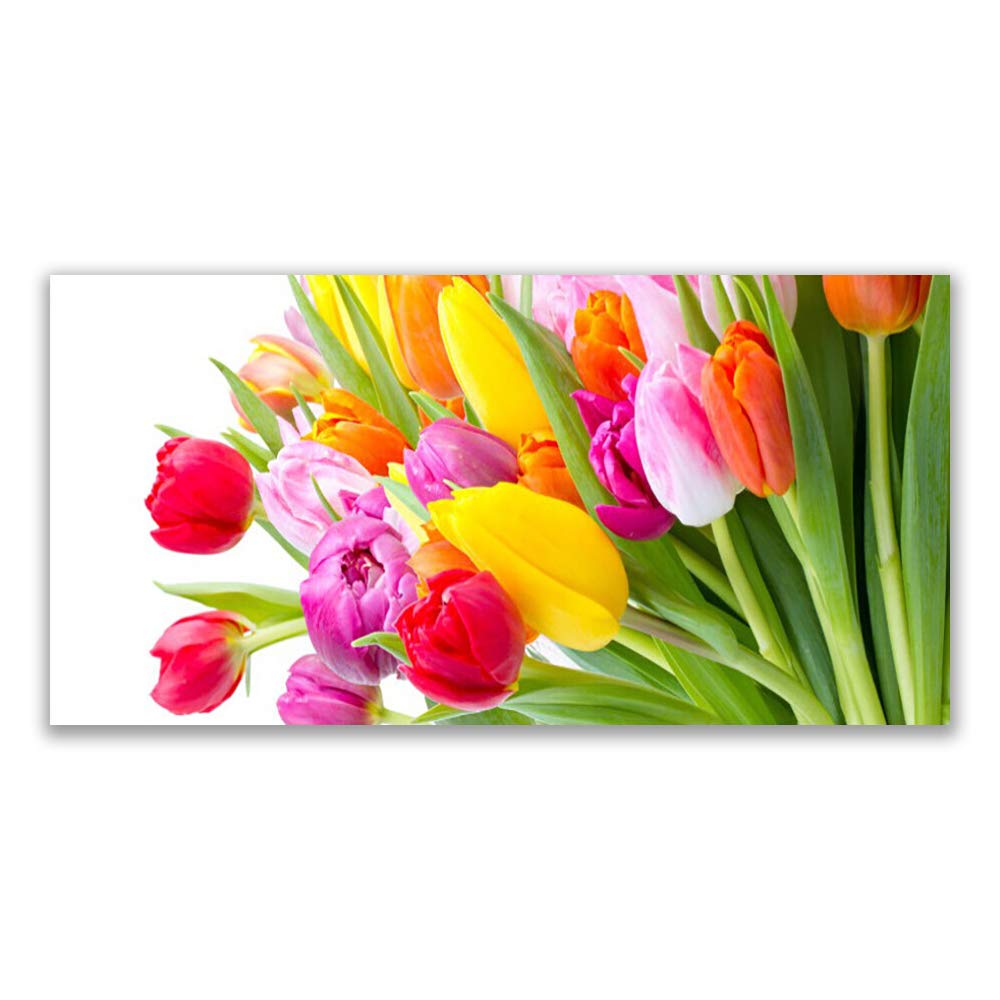 Tableau déco murale salon pour habiller un grand mur - Toile tulipes modernes 120x60